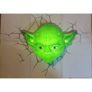 Star Wars Yoda Lamp Face 3D Deco LED Wall Light 3D FX Y501 With Wall Sticker
